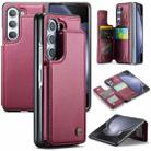 For Samsung Galaxy Z Fold5 CaseMe C22 PC+TPU Business Style RFID Anti-theft Leather Phone Case(Wine Red) - 1