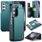 For Samsung Galaxy Z Fold5 CaseMe C22 PC+TPU Business Style RFID Anti-theft Leather Phone Case(Blue Green) - 1