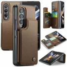 For Samsung Galaxy Z Fold4 5G CaseMe C22 PC+TPU Business Style RFID Anti-theft Leather Phone Case(Brown) - 1