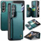 For Samsung Galaxy Z Fold4 5G CaseMe C22 PC+TPU Business Style RFID Anti-theft Leather Phone Case(Blue Green) - 1