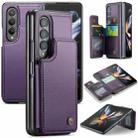 For Samsung Galaxy Z Fold4 5G CaseMe C22 PC+TPU Business Style RFID Anti-theft Leather Phone Case(Purple) - 1