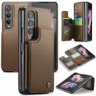 For Samsung Galaxy Z Fold3 5G CaseMe C22 PC+TPU Business Style RFID Anti-theft Leather Phone Case(Brown) - 1