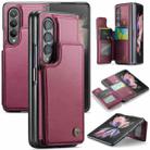For Samsung Galaxy Z Fold3 5G CaseMe C22 PC+TPU Business Style RFID Anti-theft Leather Phone Case(Wine Red) - 1