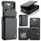 For Samsung Galaxy Z Flip4 5G CaseMe C22 PC+TPU Business Style RFID Anti-theft Leather Phone Case(Black) - 1