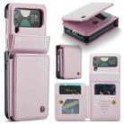 For Samsung Galaxy Z Flip4 5G CaseMe C22 PC+TPU Business Style RFID Anti-theft Leather Phone Case(Pink) - 1