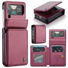 For Samsung Galaxy Z Flip4 5G CaseMe C22 PC+TPU Business Style RFID Anti-theft Leather Phone Case(Wine Red) - 1
