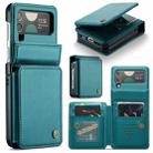 For Samsung Galaxy Z Flip4 5G CaseMe C22 PC+TPU Business Style RFID Anti-theft Leather Phone Case(Blue Green) - 1