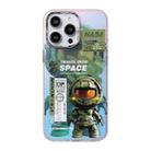 For iPhone 14 Pro Max Fluorescent Laser Astronaut Phone Case(Army Green) - 1