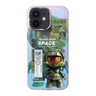 For iPhone 12 Fluorescent Laser Astronaut Phone Case(Army Green) - 1