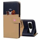 For Google Pixel 8 Cute Pet Series Color Block Buckle Leather Phone Case(Khaki) - 1