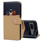 For Google Pixel 7 Cute Pet Series Color Block Buckle Leather Phone Case(Khaki) - 1