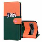 For Google Pixel 7 Cute Pet Series Color Block Buckle Leather Phone Case(Dark Green) - 1