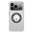 For iPhone 15 Pro Max Large Window MagSafe Skin Feel PC Phone Case(Silver Gray) - 1