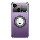 For iPhone 15 Plus Large Window MagSafe Skin Feel PC Phone Case(Purple) - 1