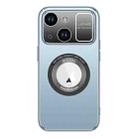 For iPhone 15 Plus Large Window MagSafe Skin Feel PC Phone Case(Blue) - 1
