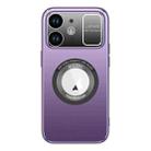 For iPhone 12 Large Window MagSafe Skin Feel PC Phone Case(Purple) - 1