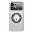 For iPhone 12 Large Window MagSafe Skin Feel PC Phone Case(Silver Gray) - 1