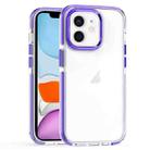For iPhone 11 Two-color TPU Transparent PC Phone Case(Purple) - 1