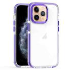 For iPhone 11 Pro Max Two-color TPU Transparent PC Phone Case(Purple) - 1