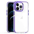 For iPhone 12 Pro Max Two-color TPU Transparent PC Phone Case(Purple) - 1