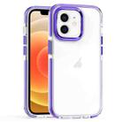 For iPhone 12 / 12 Pro Two-color TPU Transparent PC Phone Case(Purple) - 1