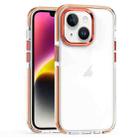 For iPhone 14 Two-color TPU Transparent PC Phone Case(Orange) - 1