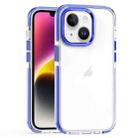 For iPhone 14 Two-color TPU Transparent PC Phone Case(Blue) - 1