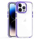 For iPhone 14 Pro Two-color TPU Transparent PC Phone Case(Purple) - 1