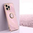 For iPhone 15 Pro Max XINLI Straight Edge 6D Electroplate TPU Phone Case with Ring Holder(Cherry Purple) - 1