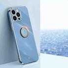 For iPhone 15 Pro Max XINLI Straight Edge 6D Electroplate TPU Phone Case with Ring Holder(Celestial Blue) - 1