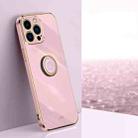 For iPhone 15 Pro XINLI Straight Edge 6D Electroplate TPU Phone Case with Ring Holder(Cherry Purple) - 1