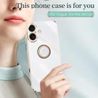 For iPhone 16 Plus XINLI Straight Edge 6D Electroplate TPU Phone Case with Ring Holder(Hawthorn Red) - 2