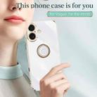 For iPhone 16 XINLI Straight Edge 6D Electroplate TPU Phone Case with Ring Holder(White) - 2