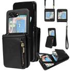 For Samsung Galaxy Z Flip5 5G Crossbody Lanyard Zipper Wallet Leather Phone Case(Black) - 1