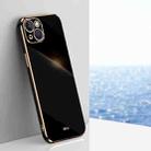 For iPhone 15 Plus XINLI Straight Edge 6D Electroplate TPU Phone Case(Black) - 1