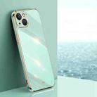 For iPhone 15 XINLI Straight Edge 6D Electroplate TPU Phone Case(Mint Green) - 1