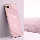 For iPhone 16e XINLI Straight Edge 6D Electroplate TPU Phone Case(Cherry Purple) - 1