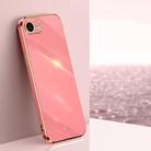 For iPhone 16e XINLI Straight Edge 6D Electroplate TPU Phone Case(Hawthorn Red) - 1
