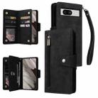 For Google Pixel 8 Rivet Buckle 9 Cards Three Fold Leather Phone Case(Black) - 1
