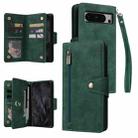 For Google Pixel 8 Pro Rivet Buckle 9 Cards Three Fold Leather Phone Case(Green) - 1