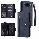 For Google Pixel 8 Pro Rivet Buckle 9 Cards Three Fold Leather Phone Case(Blue) - 1