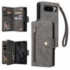 For Google Pixel 8 Pro Rivet Buckle 9 Cards Three Fold Leather Phone Case(Grey) - 1