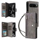 For Google Pixel 9 Pro Rivet Buckle 9 Cards Three Fold Leather Phone Case(Grey) - 1