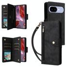 For Google Pixel 9a Rivet Buckle 9 Cards Three Fold Leather Phone Case(Black) - 1