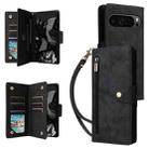 For Google Pixel 10 Pro XL / 9 Pro XL Rivet Buckle 9 Cards Three Fold Leather Phone Case(Black) - 1