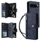 For Google Pixel 10 Pro XL / 9 Pro XL Rivet Buckle 9 Cards Three Fold Leather Phone Case(Blue) - 1