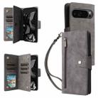 For Google Pixel 10 Pro XL / 9 Pro XL Rivet Buckle 9 Cards Three Fold Leather Phone Case(Grey) - 1