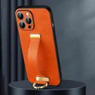 For iPhone 15 Pro SULADA Tide Cool Series PC + Leather Texture Skin Feel Phone Case(Orange) - 1