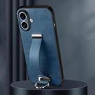 For iPhone 16 Plus SULADA Tide Cool Series PC + Leather Texture Skin Feel Phone Case(Blue) - 1