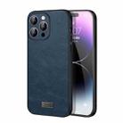 For iPhone 15 Pro SULADA Shockproof TPU Hybrid Handmade Leather Phone Case(Blue) - 1